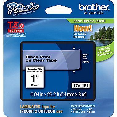 Brother TZE Laminated Tape Black on Clear BTZ151